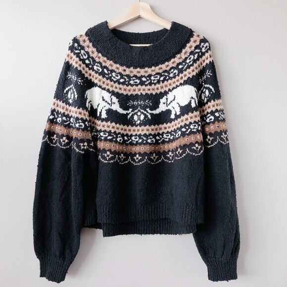 Free People Sweater NWT Nellie sweater women's chunky knit oversized black - Picture 5 of 15